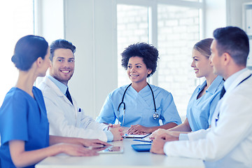 Image showing group of happy doctors meeting at hospital office