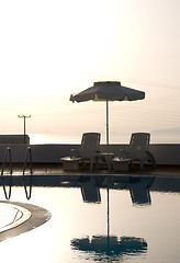 Image showing swimming pool greek islands santorini