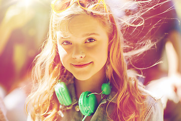 Image showing happy teenage girl with headphones