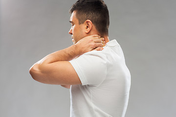 Image showing close up of man suffering from neck pain