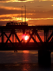 Image showing Bridge in sunset