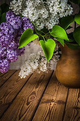 Image showing Still-life with a bouquet of lilacs