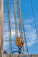 Image showing Standing rigging on an old ship