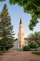 Image showing landscape in the park in front of City Hall in Sillamae