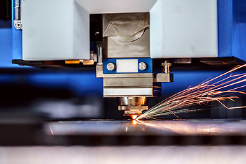 Image showing CNC Laser cutting of metal, modern industrial technology.