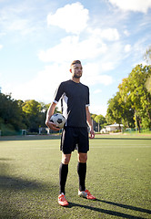 Image showing soccer player with ball on football field