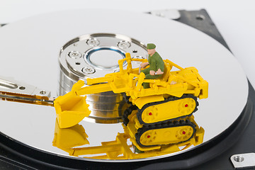 Image showing HDD with toy crawler mounted 