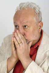 Image showing Frightened male senior