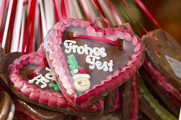 Image showing Gingerbread Hearts on german christmas market