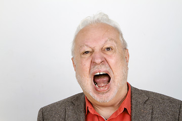 Image showing Elderly person crying aggressive