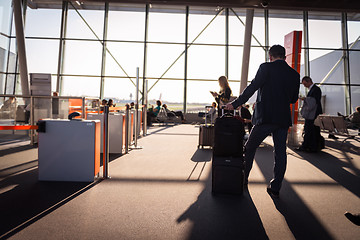 Image showing Waiting at the gate at the airport