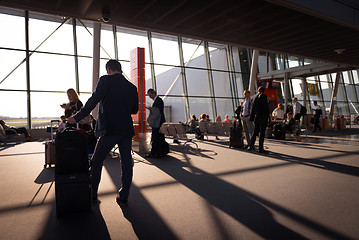 Image showing Waiting at the gate at the airport