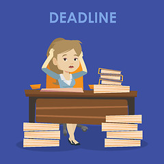 Image showing Business woman having problem with deadline.