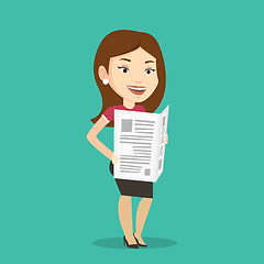 Image showing Woman reading newspaper vector illustration.