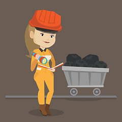 Image showing Miner checking documents vector illustration.