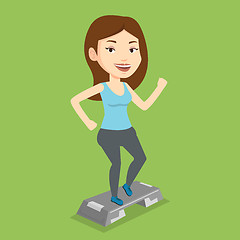 Image showing Woman exercising on steeper vector illustration.