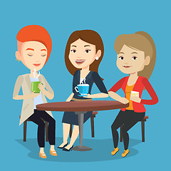 Image showing Group of women drinking hot and alcoholic drinks.