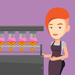 Image showing Worker of factory producing ice-cream.