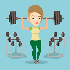 Image showing Woman lifting barbell vector illustration.