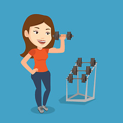 Image showing Woman lifting dumbbell vector illustration.