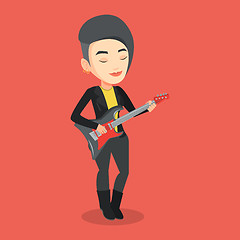 Image showing Woman playing electric guitar vector illustration.