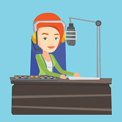 Image showing Female dj working on the radio vector illustration