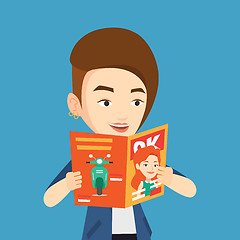 Image showing Woman reading magazine vector illustration.