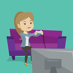 Image showing Woman playing video game vector illustration.