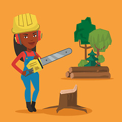 Image showing Lumberjack with chainsaw vector illustration.