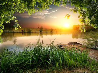 Image showing Fishing lake in evening