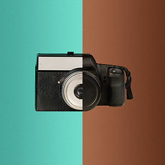 Image showing The collage from new and old cameras