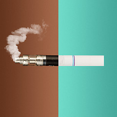 Image showing The vape and cigarettes. Collage