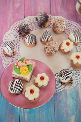 Image showing cakes on color background