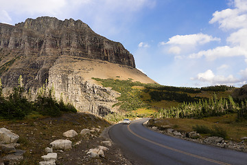 Image showing Traveling Auto Going to The Sun Road Glacier National Park