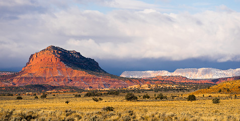 Image showing Storm Brewing Sun Hits Red Rock Walls Grand Staircase-Escalante 