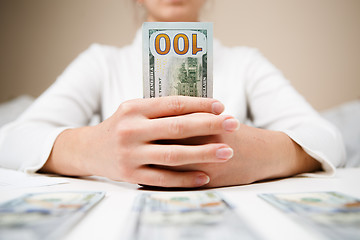 Image showing Woman hands holding money