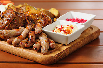 Image showing Big grilled meat and vegetables board