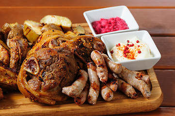 Image showing Big grilled meat and vegetables board