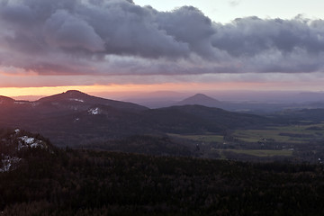 Image showing Mountain and sunset