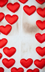 Image showing Valentine\'s Day. old paper with red hearts