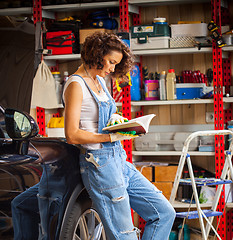 Image showing woman car mechanic in the garage