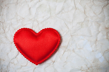 Image showing Red hearts on a old paper blank