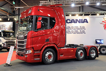 Image showing Red Next Generation Scania R500 Truck on Display