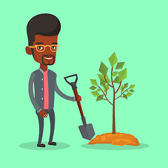 Image showing Man plants tree vector illustration.