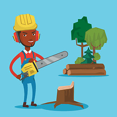 Image showing Lumberjack with chainsaw vector illustration.