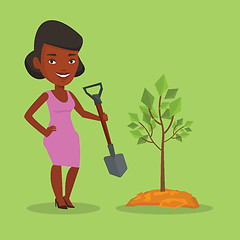 Image showing Woman plants tree vector illustration.