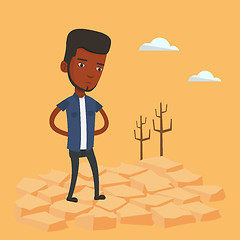 Image showing Sad man in the desert vector illustration.