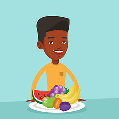 Image showing Man with fresh fruits vector illustration.