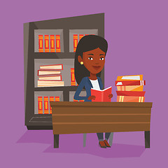 Image showing Student reading book vector illustration.