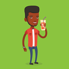 Image showing Man drinking cocktail vector illustration.